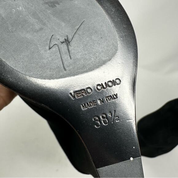 Giuseppe Zanotti Black Suede Platform Wedge Boots Size 38.5 - Picture 11 of 11